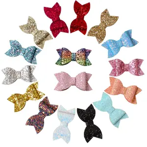 Wholesale Barrette Kids Birthday Gifts Hair Bow with Clip Glitter Baby Girl Hair Bow