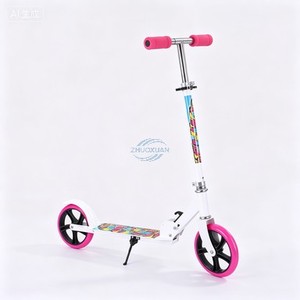 Lightweight Aluminum Kids Kick Scooter, White Two-<b>Wheel</b> Scooter with Yellow Decor & Hand Brake for Boys Girls - Product Image 3