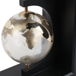 Fermalibri Moderni in Vetro a Forma di Globo con Base Nera, Accessorio Decorativo per Libreria, Supporti per Libri Scultorei - Product Image 4