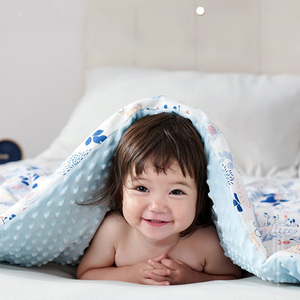 Rts Không Có Moq 100% <span class=keywords><strong>Polyester</strong></span> 230gsm Nổi Siêu Mềm Minky Dot Vải Cho Bé Chăn - Product Image 4