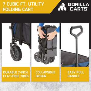 OEM 7 Cu Ftブルー折りたたみ式ヘビーデューティ実用性ワゴンポータブル折りたたみデザインスポーツ食料品ショッピング用プラットフォーム構造 - Product Image 6