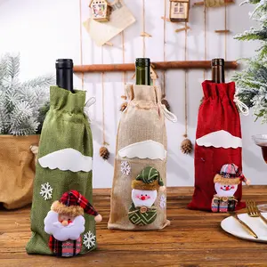 2023 नए साल की सजावट शराब की बोतल कवर सेट क्रिसमस कॉकटेल पोशाक Sackcloth क्रिसमस उपहार नई शैम्पेन की बोतल यात्रा बैग
