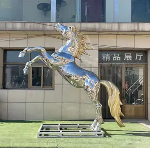 Yeni tasarım tipi paslanmaz çelik büyük sanat at heykel Metal hayvan Modern sanat heykel satılık