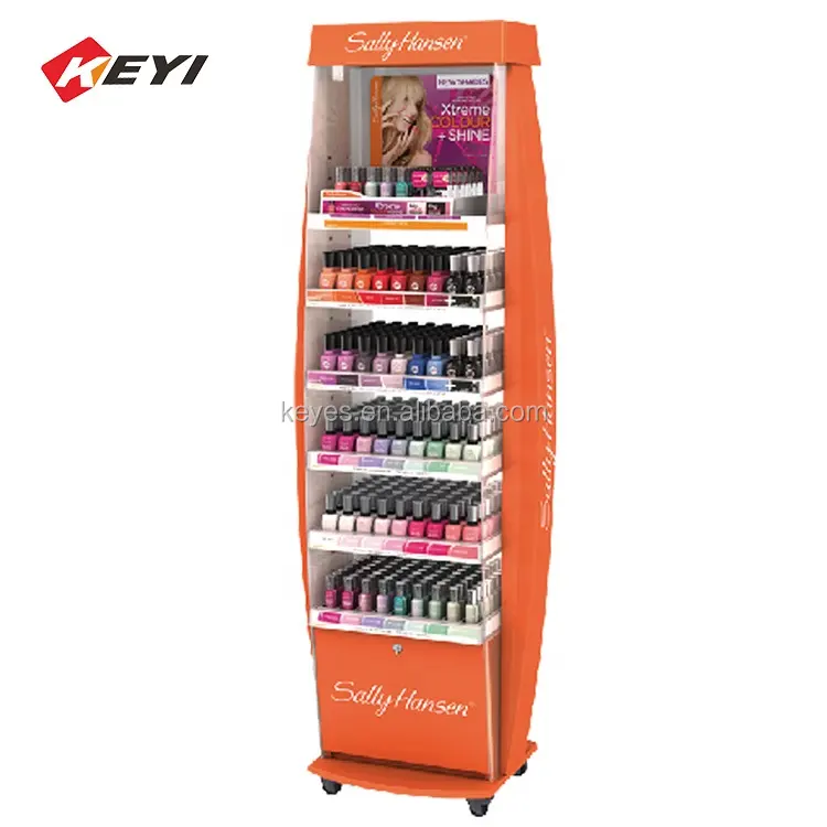 Expositor de esmalte de unhas, fabricante de rack de exibição personalizado para loja de cosméticos, unidade de exibição de gel de unhas, suporte de exibição de esmalte de metal