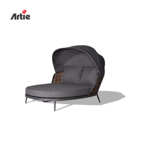 Artee – meubles d'extérieur en rotin, canapé-lit de jardin, cadre en aluminium, tissé à la main, lit de plage en osier
