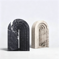 Serre-livres en marbre naturel poli, sculpté à la main, en forme d'arche superposée, pour la décoration de bureau à domicile