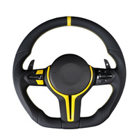 Volant de direction jaune avec marqueur central, noir, à fond plat, pour une meilleure adhérence, remplacement amélioré pour la plupart des modèles