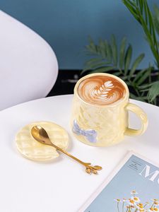 Creative Bow Relief <b>Mug</b> <b>Cute</b> Large Capacity <b>Mug</b> with Lid Spoon Girl Heart Coffee Cup - Product Image 6