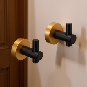 Ganci da Parete Moderni Minimalisti, Base in Metallo Nero e Oro, Appendiabiti per Ingresso, Armadio, Bagno, Camera da Letto, Set da 2, Ganci Durevoli in Acciaio Inossidabile - Product Image 2
