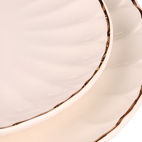 Assiette en céramique ondulée, écologique et durable, bord doré, finition brillante, pour collations et desserts occidentaux