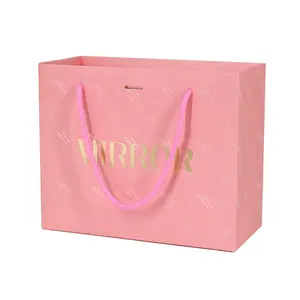 Luxus benutzer definierte Gold prägung rosa kleine kosmetische Shopping Mini Geschenk beutel mit Logo