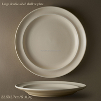 Assiette en Porcelaine Fine Personnalisée pour Mariage et Hôtellerie, Grande Assiette Ronde Creuse Double Face en Céramique Blanche