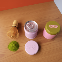 Boîte de conserve personnalisée pour poudre de thé matcha vert et rose, de qualité alimentaire, hermétique, à fond non scellé, avec couvercle à tirette