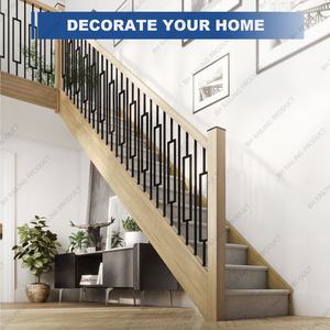 Barandilla de Escalera Rectangular Individual de Hierro Forjado para Interiores, Barandilla Decorativa de Hierro Forjado para Escaleras - Product Image 5