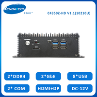 Mini PC industriel sans ventilateur C4350Z-HD noir brillant avec processeur I5-10210U, 2 ports LAN, DDR4, SBC, ordinateur industriel et accessoires