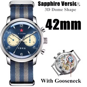 42mm Panda Men's 1963 Chronograph Mechanical <b>Wristwatch</b> St1901 Movement Gooseneck Luminous Sapphire Pilot Watch - Product Image 3