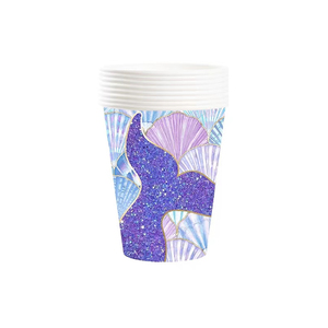Ensemble de vaisselle de fête sirène DAMAI, bleu et violet, assiettes en papier, gobelets, serviettes, décorations d'anniversaire - Product Image 4