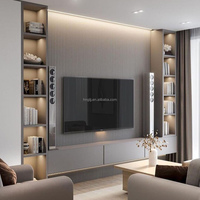 Meuble TV mural en bois personnalisable, ensemble de rangement modulaire grande capacité, luxe moderne, optionnel pour salon