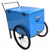 Chariot de vente ambulante en acier inoxydable à 2 roues pour glaces et bâtonnets glacés, chariot mobile pour la vente au détail