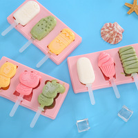 Moule à glace en silicone en gros, moule à bâtonnets de crème glacée maison de qualité alimentaire, motif dessin animé, boîte à glace DIY avec couvercle Yongkang