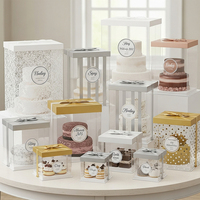 Boîte à gâteau rectangulaire transparente XJY en PET, grande taille, pour mariage, pâtisserie, avec logo personnalisé