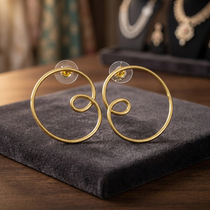 SOUMYA CREATIONS Handmade Gold Plated Brass Stud <b>Earrings</b> with <b>Pearl</b> <b>Diamond</b> Trendy Design From Rajasthan for Party Wedding Gift - Product Image 2
