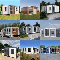 Maison conteneur pliable et extensible de haute qualité pour l'hébergement sur chantier avec structure en acier, type villa