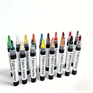 Pennarello Indelebile <span class=keywords><strong>per</strong></span> Tessuti Personalizzato in 18 Colori, Punta in <span class=keywords><strong>Feltro</strong></span> Reversibile da 6mm <span class=keywords><strong>per</strong></span> Stoffa - Product Image 2