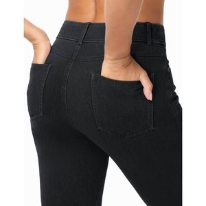 Pantalones vaqueros elásticos de mujer con corte acampanado, pierna ancha, estilo jeggings, con bolsillos, transpirables, de mezclilla, fáciles de poner. - Product Image 5