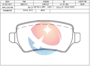 Memory Card SD 4 D1362-8471 / FDB1521 / GDB1515 pastillas de freno para OPEL Astra Van / Corsa C / VAUXHALL / <span class=keywords><strong>MERIVA</strong></span> / ZAFIRA - Product Image 2