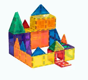 गर्म बिक्री 3D स्टेम 24 टुकड़े चुंबकीय इमारत टाइल्स रंगीन चुंबकीय ब्लॉक बच्चों के खिलौने educatiional चुंबकीय टाइल्स