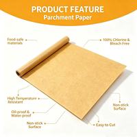 Rouleaux de papier sulfurisé non blanchi à barrière d'huile épaissie pour doublures intérieures de grands plateaux de cuisson