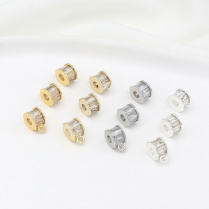 Cuentas de barril microincrustadas con circonita cúbica, espaciadores de cobre chapado en oro, accesorios de joyería DIY de cristal C45 - Product Image 2