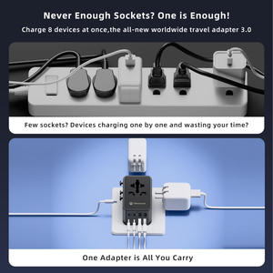 Adaptador de Viaje Universal Wontravel con 3 Tomas de Corriente Alterna, 70W, OEM ODM, para Regalos Promocionales - Product Image 3