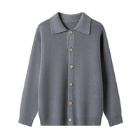 Strickjacke mit Revers und Einzelknopf, Locker Geschnittener Einfacher Lässiger Mantel für Frühling und Herbst, Herren-Strickwaren Großhandel