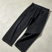 Jean délavé ample à jambe large brodé pour homme, taille mi-haute, coupe droite classique, style vintage, denim délavé personnalisé pour homme