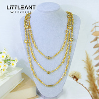 Collier long luxueux imperméable avec petites perles dorées plaqué or 21 carats de Dubaï pour femmes