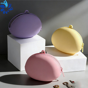 Oval Silicone Coin <b>Purse</b> Multi Color Waterproof Portable Makeup Organizer <b>Small</b> Item Storage Travel Accessory Unisex - Product Image 1