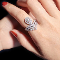 Bague en perle d'eau douce naturelle de Zhuji - Argent 925, perle blanche, bijou multi-usage à double fonction, ambiance haut de gamme distinctive