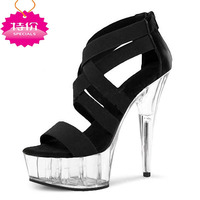 Fête danseuse exotique femmes plate-forme sandales Cross Dressing 15 cm talon mince pôle danse Sexy talons hauts décapant Fashionsandals