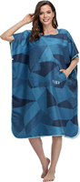 Grande Serviette de Plage Imprimée Géométrique Marine Surf Poncho Robe Combinaison à Capuche Manches Réglables pour Hommes Femmes pour Surf Natation