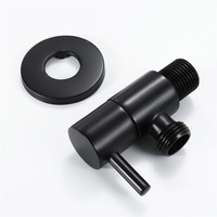 Robinet d'arrêt d'angle en laiton noir moderne pour salle de bain, à quart de tour, installation facile, vente en gros