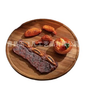 Acacia Wood <b>Round</b> <b>Serving</b> <b>Tray</b> 35cm Rotatable For Home Restaurant Use - Product Image 4