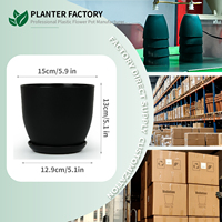 Ensemble de pots de fleurs en plastique PP durable de 5,9 pouces avec trou de drainage, design minimaliste, capacité de 1,56 L pour une utilisation intérieure/extérieure, bureau à domicile