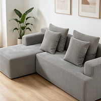 Canapé d'angle gonflable en tissu velours côtelé OEM, petit canapé en forme de L, 3 places, gain de place, pour villa