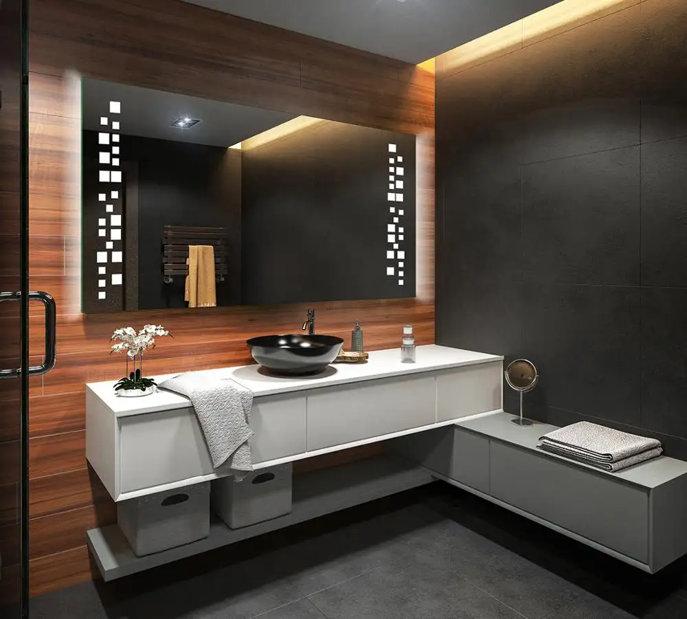 IP44 Rate Bathroom Using Large Frameless Mirror With LED For Home Decoration