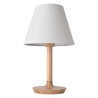 Lampe de Table Vintage en Bois de Pin Blanc E27 Base en Bois Lampe de Lecture Électrique de Chevet Tissu Style Européen Alimentation AC pour Salle de Lecture
