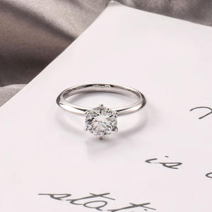 Offre Spéciale femmes classique six prong 2ct diamant rond taille brillant 18k bague en or massif moissanite diamant - Product Image 3