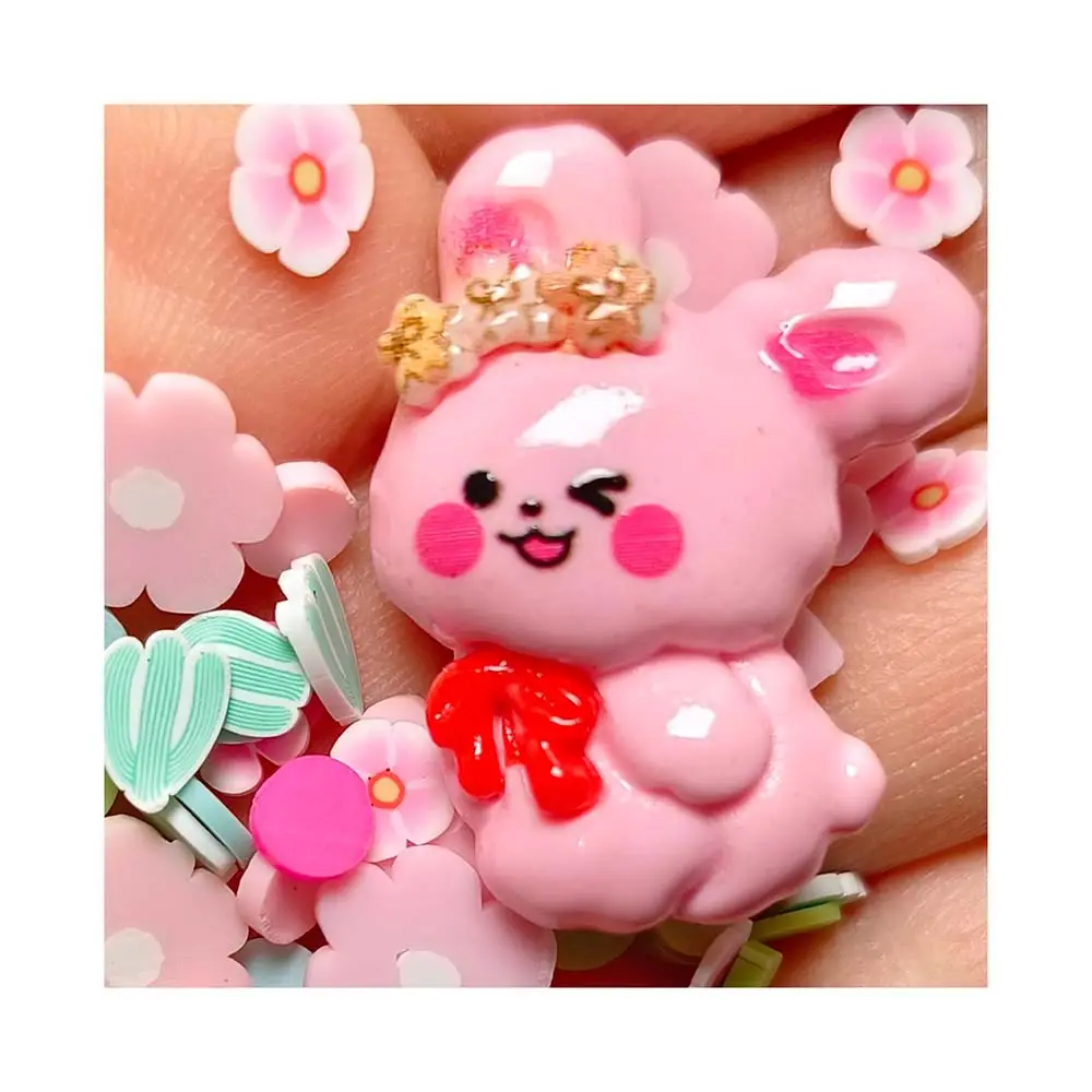 Bán buôn phim hoạt hình Bunny nhựa flatback Charms Nhiều màu Polymer đất sét lát cho trường hợp điện thoại trang trí thủ công DIY Slime Filler