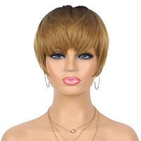 Ventes Flash Perruques Courtes Pixie Bouclées, 11 Couleurs Disponibles, Perruque Synthétique à Frange Courte pour Femmes
